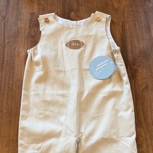 Little English Tan Football Baby Romper